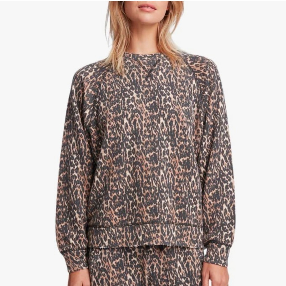 Bandier Juniper Crewneck Sweatshirt In Leopard Print Size Small